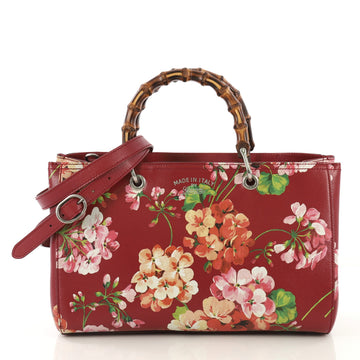 Gucci Bamboo Shopper Tote Blooms Print Leather Medium - Rebag