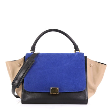Celine Tricolor Trapeze Handbag Suede Medium - Rebag