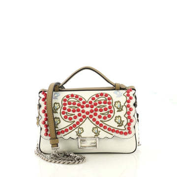 Fendi Double Baguette Embroidered Studded Leather Micro 417296