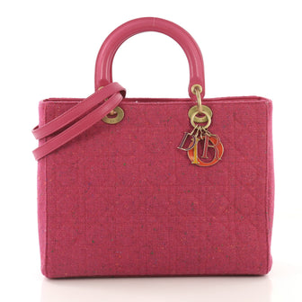 Christian Dior Lady Dior Handbag Cannage Quilt Tweed Large 417299