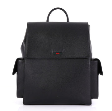 Gucci Web Pockets Backpack Leather Large Black 417391