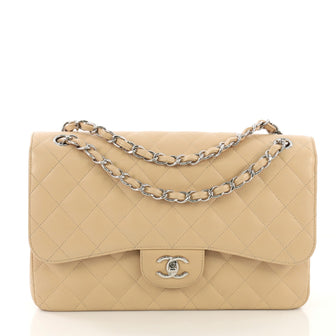 Chanel Classic Double Flap Bag Quilted Caviar Jumbo Neutral 417442