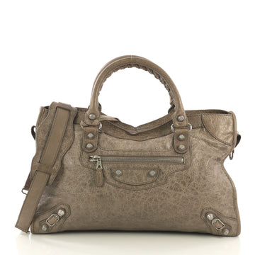 Balenciaga City Giant Studs Bag Leather Medium Brown 4176102