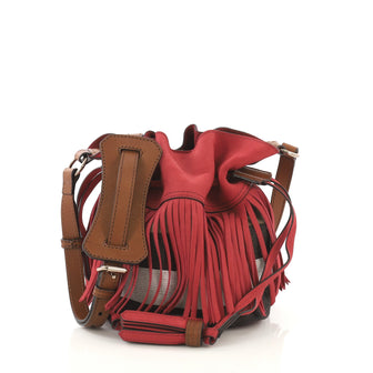 Burberry Belgrove Fringe Bucket Bag Suede and House Check 417741