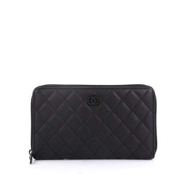 Chanel Zip Around Organizer Wallet Quilted Lambskin Large