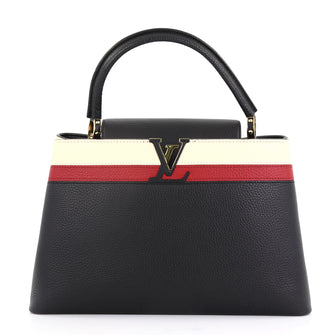 Louis Vuitton Capucines Handbag Leather MM Black 417851