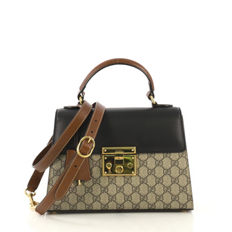 Gucci Padlock Top Handle Bag GG Coated Canvas and Leather Small