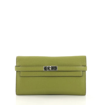 Hermes Kelly Wallet Chevre Mysore Long Green 417953