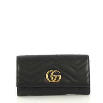 Gucci GG Marmont Continental Wallet Matelasse Leather Black 417981