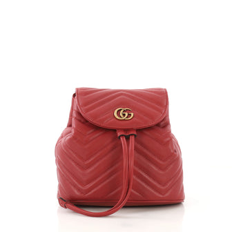Gucci GG Marmont Drawstring Backpack Matelasse Leather Mini 418001