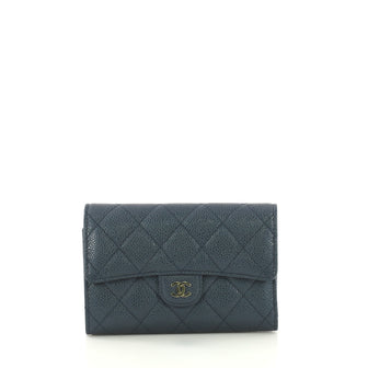 Chanel Model: L-Flap Wallet Quilted Caviar Compact Blue 41828/01