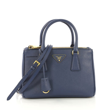 Prada Double Zip Lux Tote Saffiano Leather Small Blue 418401