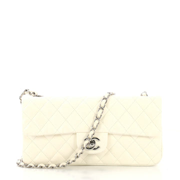 Chanel Vintage CC Flap Bag Quilted Lambskin East West White 418535