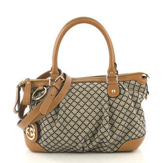 Gucci Sukey Top Handle Satchel Diamante Canvas Medium Brown 4186401