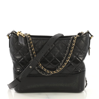 Chanel Gabrielle Hobo Quilted Dual Goatskin Medium Black 418731