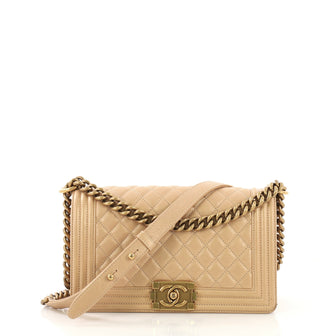 Chanel Boy Flap Bag Quilted Calfskin Old Medium Gold 418782