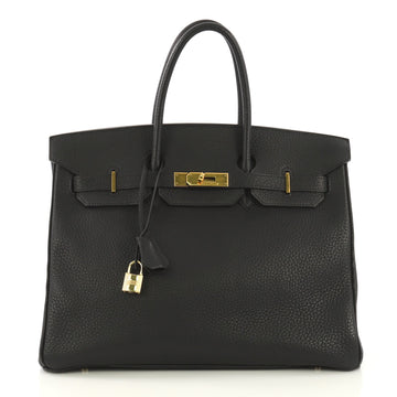 Hermes Birkin Handbag Black Fjord with Gold Hardware 35 4189115