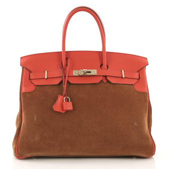 Hermes Birkin Handbag Brown Grizzly and Red Swift with 4189119
