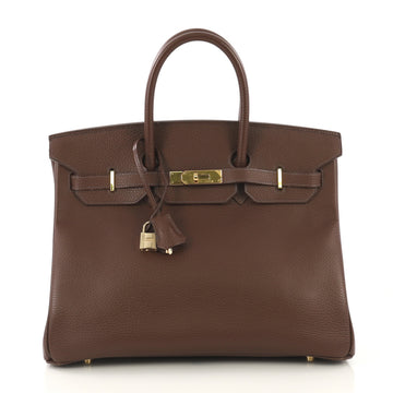 Hermes Birkin Handbag Brown Ardennes with Gold Hardware 35 4189125