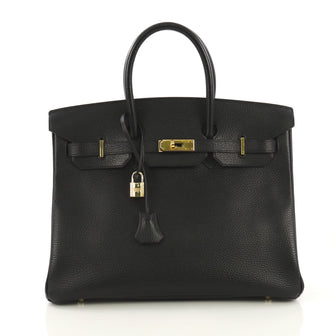 Hermes Birkin Handbag Black Ardennes with Gold Hardware 35 418912