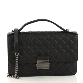 Chanel CC University Flap Bag Quilted Goatskin Medium Black 4189137