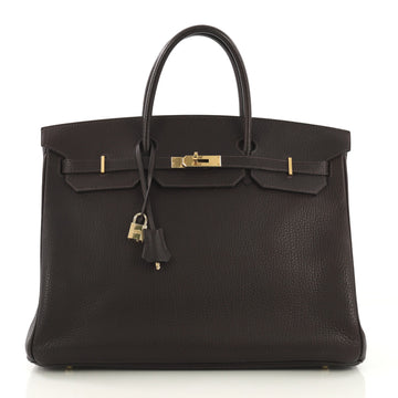 Hermes Birkin Handbag Brown Fjord with Gold Hardware 40 418914