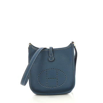 Hermes Long Strap Evelyne Crossbody Bag Togo TPM Blue 4189154