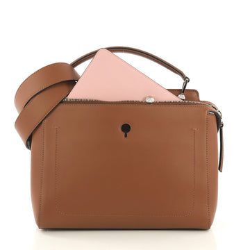 Fendi DotCom Convertible Satchel Leather Medium Brown 4189164