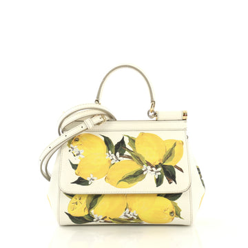 Dolce & Gabbana Miss Sicily Bag Printed Leather Small White 4189166