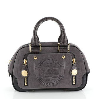 Havane Stamped Trunk Bowler Bag Suede PM