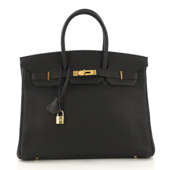 Hermes Birkin Handbag Black Togo with Gold Hardware 35 Black 418917