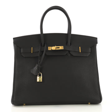 Hermes Birkin Handbag Black Togo with Gold Hardware 35 Black 418917
