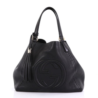 Gucci Soho Shoulder Bag Leather Medium Black 418971