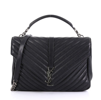 Saint Laurent Classic Monogram College Bag Matelasse Chevron Leather Large