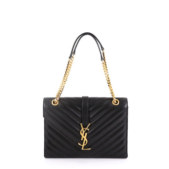 Saint Laurent Classic Monogram Envelope Satchel Matelasse Chevron Leather Medium
