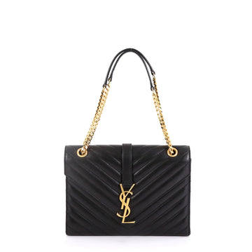 Saint Laurent Classic Monogram Envelope Satchel Matelasse Chevron Leather Medium