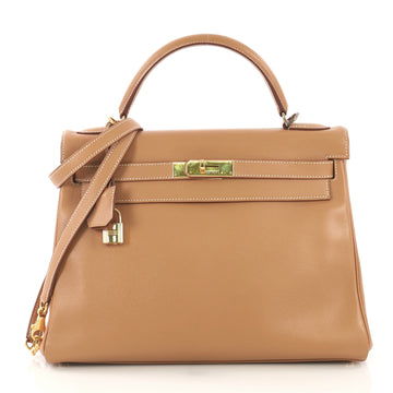 Hermes Kelly Handbag Brown Courchevel with Gold Hardware 32 419051