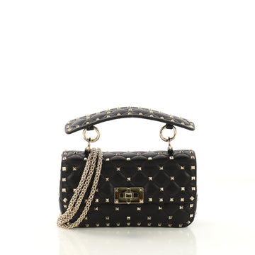 Valentino Rockstud Spike Flap Bag Quilted Leather Small 419251