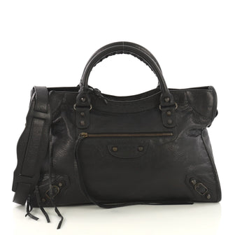Balenciaga City Classic Studs Bag Leather Medium Black 419294