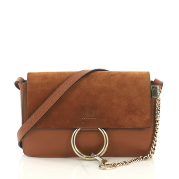 Chloe Faye Shoulder Bag Leather and Suede Small Brown 4194501