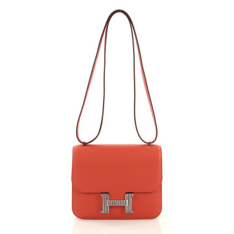 Hermes Constance Optique Handbag Novillo 18 Red 4195110
