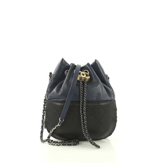 Chanel Gabrielle Drawstring Bag Quilted Calfskin Small Blue 419513