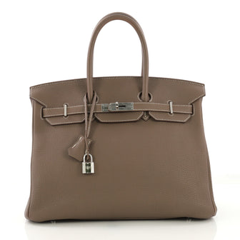 Hermes Birkin Handbag Grey Togo with Palladium Hardware 35 419518