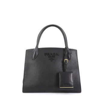Prada Monochrome Tote Saffiano Leather with City Calfskin Small
