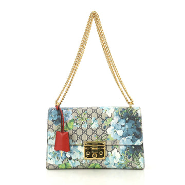 Gucci Padlock Shoulder Bag Blooms Print GG Coated Canvas Medium
