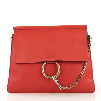 Chloe Faye Shoulder Bag Leather Medium Red 419571