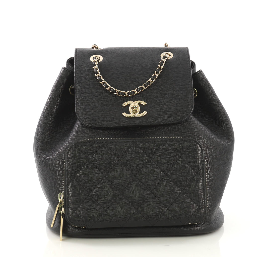 Chanel Black Quilted Caviar Small Business Affinity Flap Gold