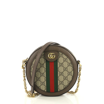 Gucci Ophidia Round Shoulder Bag GG Coated Canvas Mini Brown 419621