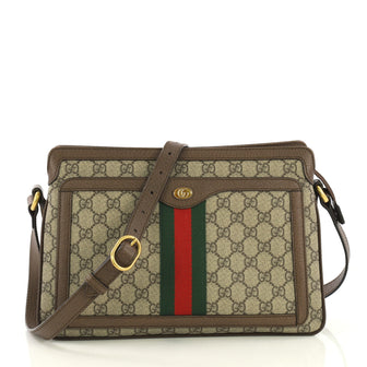 Gucci Ophidia Zip Shoulder Bag GG Coated Canvas Medium Brown 419671