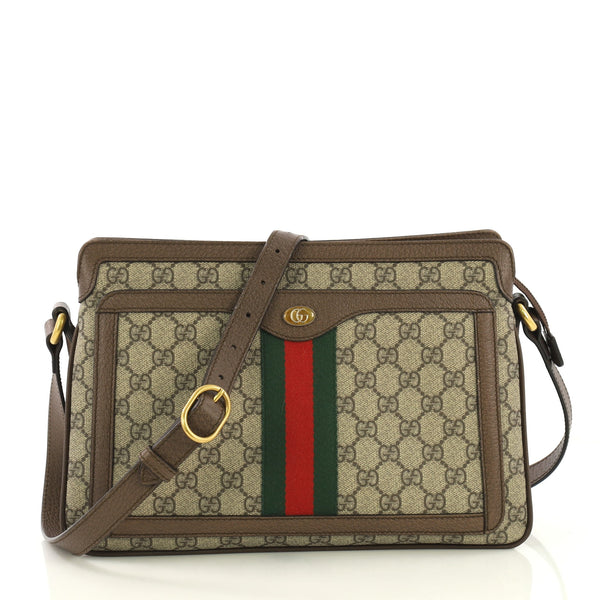 Gucci Ophidia Zip Shoulder Bag GG Coated Canvas Medium Brown 419671